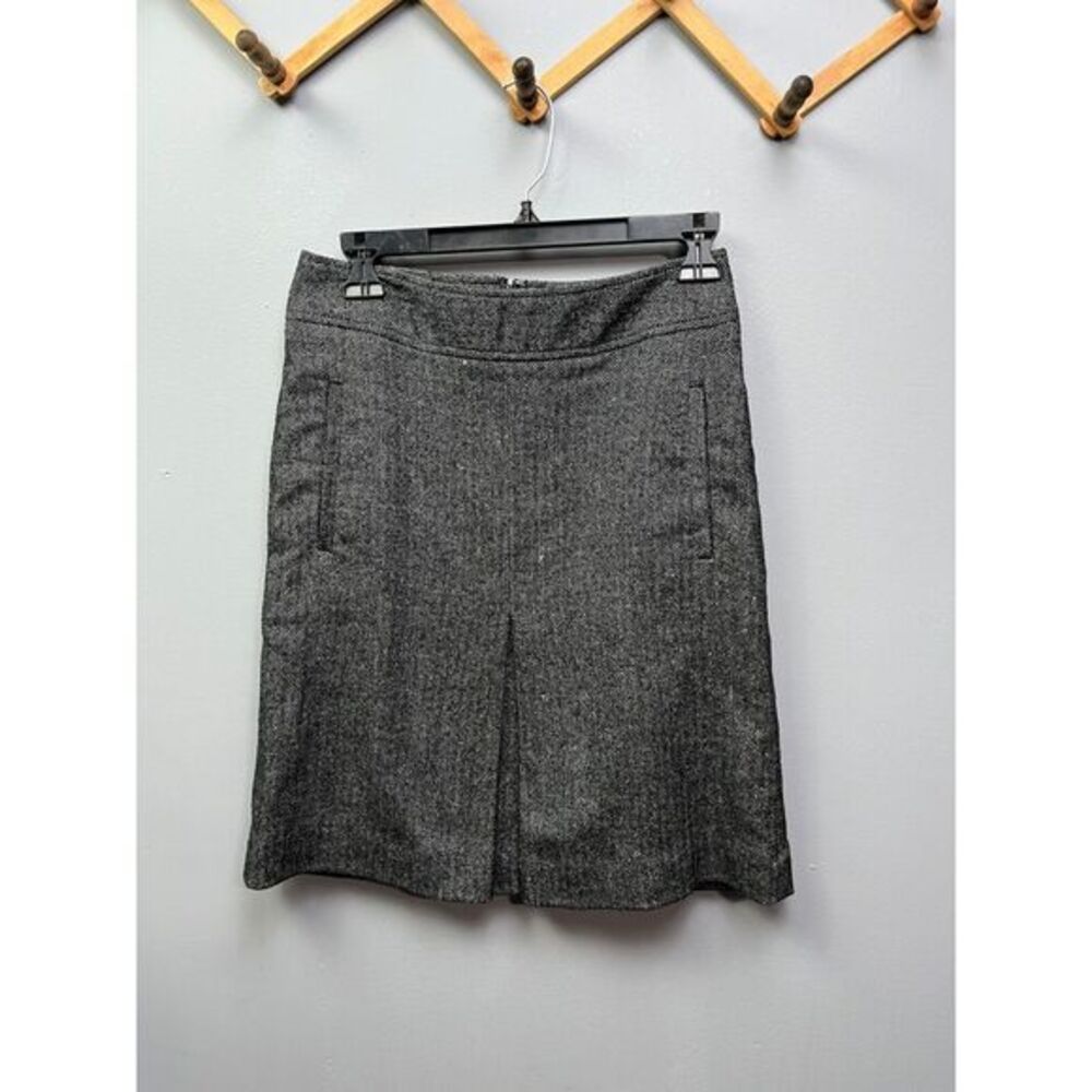 LOFT Skirt Womens‎ sz 0 Black/Gray pencil slight flare pockets wool/silk